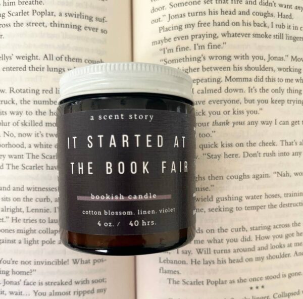 A Scent Story Candle Co It Started At The Book Fair Bookish Candle | Book Themed