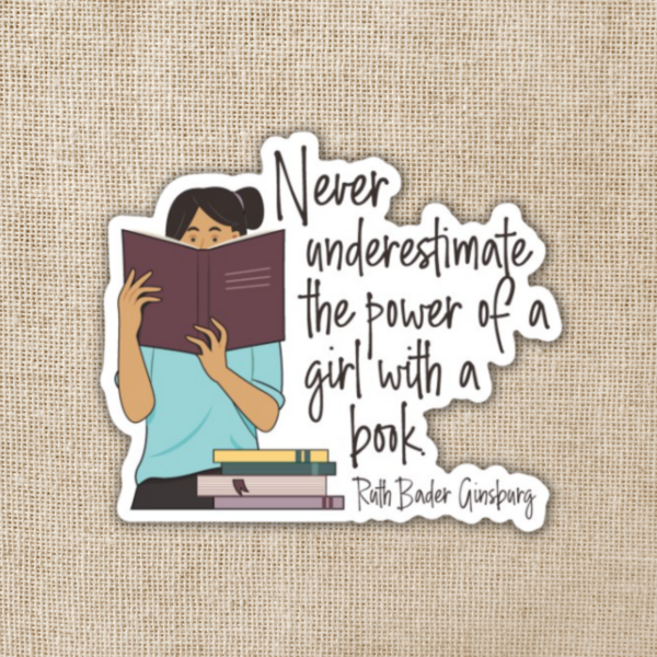 Wildly Enough Never Underestimate A Girl With A Book Sticker, 3 Inch